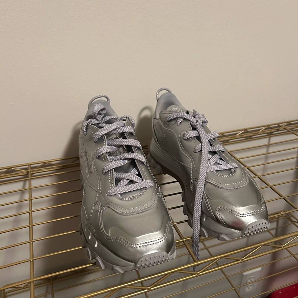 Metallic Silver Athletic Shoes - Picture 5 of 5